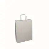 Sac kraft blanc lisse poignées torsadées 16 x 7 x 21,5 cm 90 g/m² FSC Mix – Petit sac papier blanc boutique – Paquet de 50 - Sacs kraft blanc poignées torsadées