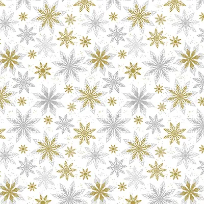 Papier cadeau flocons or/argent 70 cm x 50 m 80 g/m² papier couché - Papier cadeaux couchés à motifs