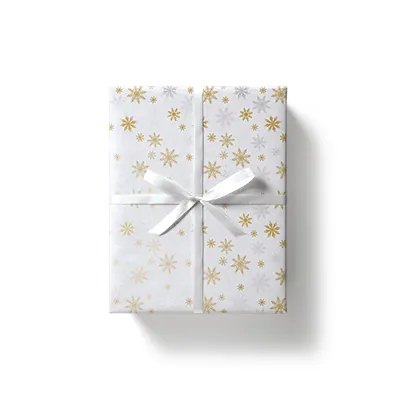 Papier cadeau flocons or/argent 70 cm x 50 m 80 g/m² papier couché - Papier cadeaux couchés à motifs-5