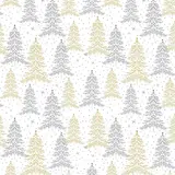 Papier cadeau Arbre de Noël Sapins or/argent/blanc 80 g/m² 70 cm x 50 m papier couché  - Papier cadeaux couchés à motifs