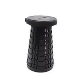 Tabouret télescopique pliant noir plastique Ø25cm H45cm, coussin intégré - Tabourets marchepieds