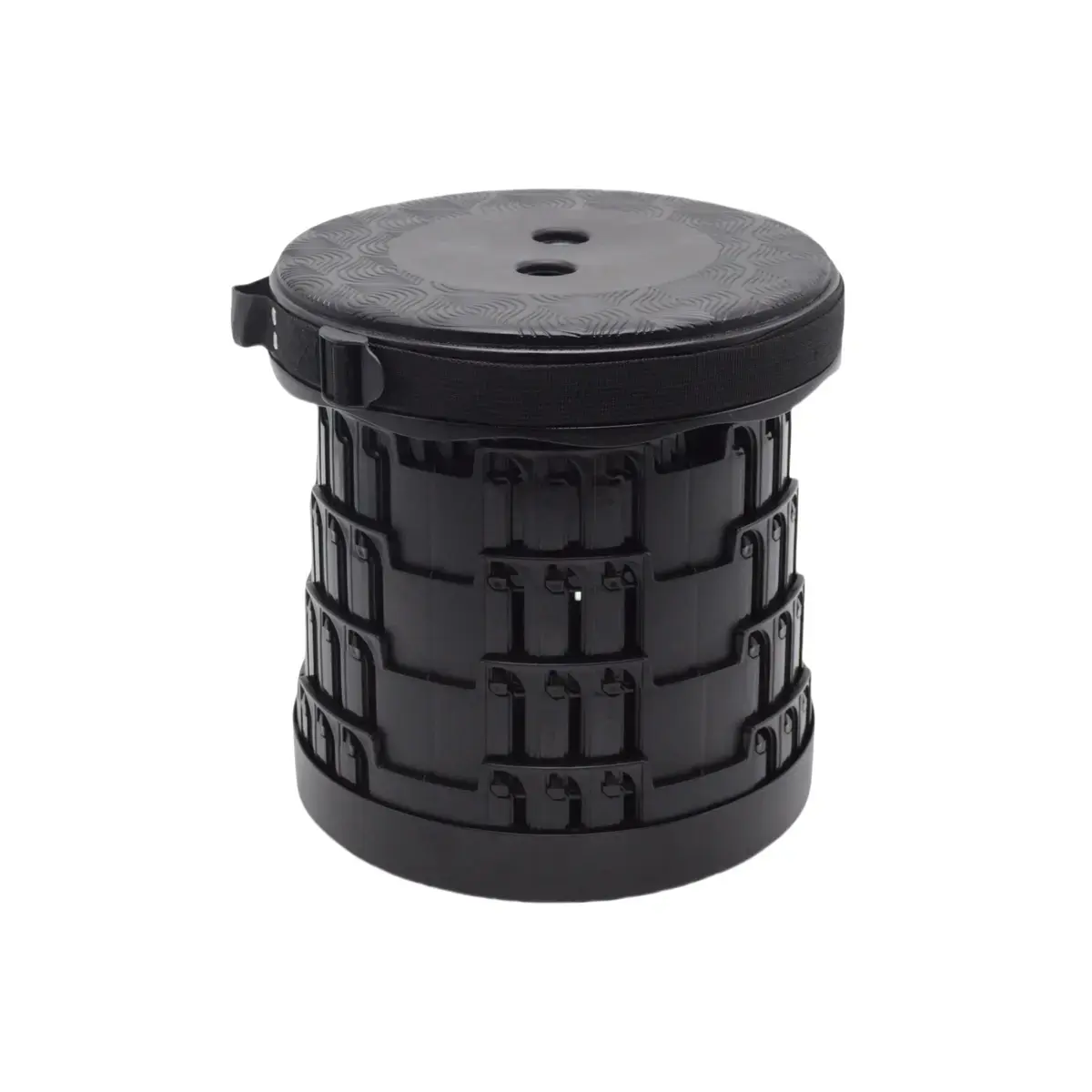 Tabouret télescopique pliant noir plastique Ø25cm H45cm, coussin intégré - Tabourets marchepieds-5