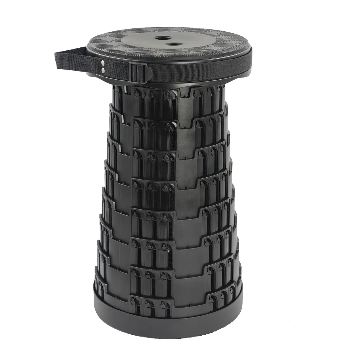 Tabouret télescopique pliant noir plastique Ø25cm H45cm, coussin intégré - Tabourets marchepieds-7