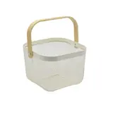 Panier libre-service métal blanc avec poignées bois 8 litres - Paniers magasin