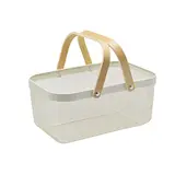 Panier libre-service métal blanc avec poignées bois 13 litres - Paniers magasin