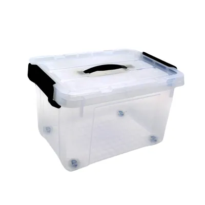 Bac de rangement translucide à roulettes 27L avec couvercle clipsable – 44x33x26,5cm - Bacs de rangement-2