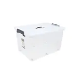 Bac de rangement plastique avec couvercle et roulettes - 65L - translucide - 59x42,5x35cm