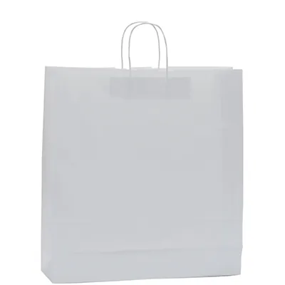 Sac kraft blanc poignées torsadées 46 x 14 x 40 cm 90 g/m² FSC – Grand sac papier blanc format paysage – Paquet de 50 - Sacs kraft blanc poignées torsadées