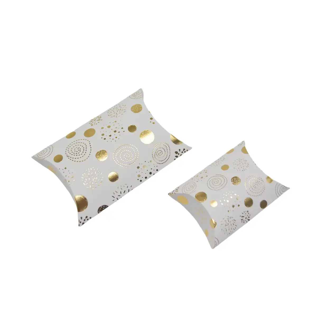 Boîte berlingot blanche motifs dorés 11 x 9 x 3 cm – Paquet de 100 - Boites berlingots-2