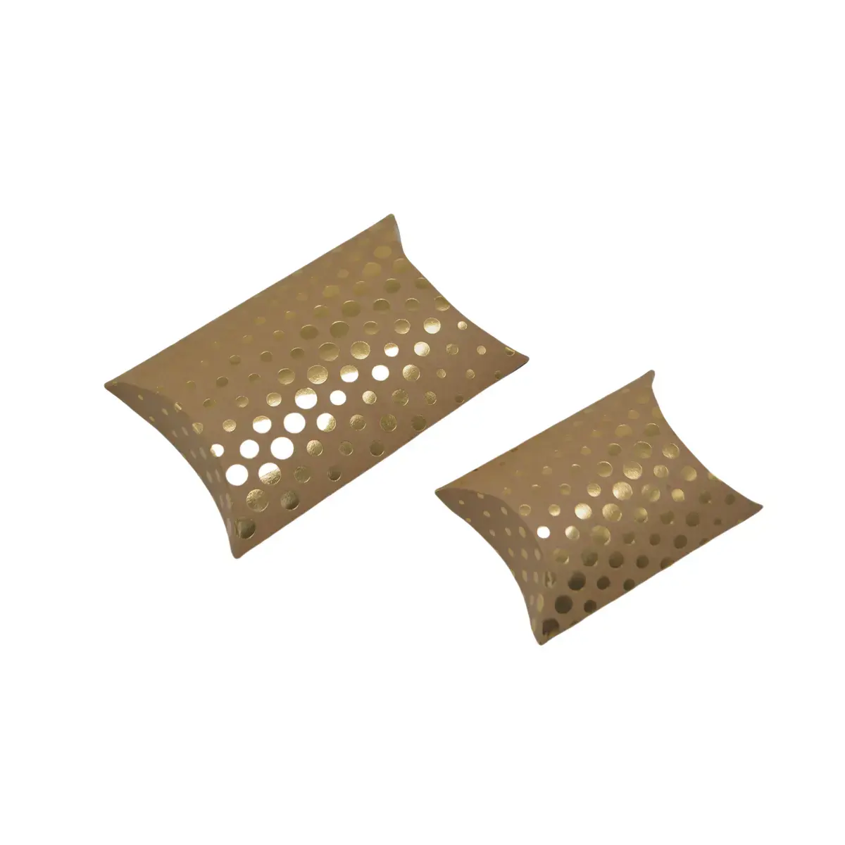 Boîte berlingot carton kraft à pois dorés 7 x 7 x 3 cm – Paquet de 100 - Boites berlingots-2