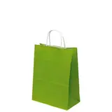 Sac kraft Vert Amande poignées torsadées blanches 19 x 8 x 24 cm 90 g/m² – Sac papier - Paquet de 50 - Sacs kraft couleur poignées torsadées