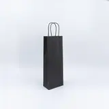 Sac 1 bouteille noir poignées torsadées 14 x 8 x 39 cm, paquet de 50 - Sacs pour bouteilles de vin