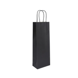 Sac bouteille kraft noir 14 + 8 x 39 cm 110 g/m² – Sac cadeau bouteille – 1 bouteille - Paquet de 50 - Sacs bouteilles