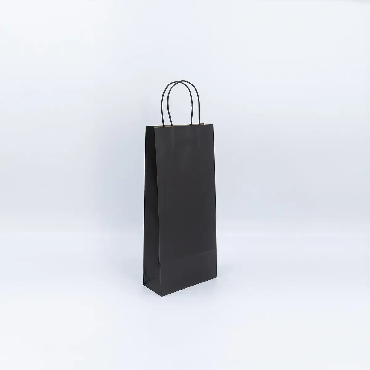 Sac bouteille kraft noir 18 + 8 x 39 cm 110 g/m² – Sac cadeau bouteille – 2 bouteilles - Paquet de 50 - Sacs bouteilles
