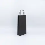 Sac kraft noir pour 2 bouteilles poignées torsadées 18 x 8 x 39 cm 110 g/m² – Paquet de 50 - Sacs pour bouteilles de vin