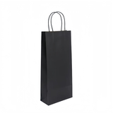 Sac bouteille kraft noir 18 + 8 x 39 cm 110 g/m² – Sac cadeau bouteille – 2 bouteilles - Paquet de 50 - Sacs bouteilles