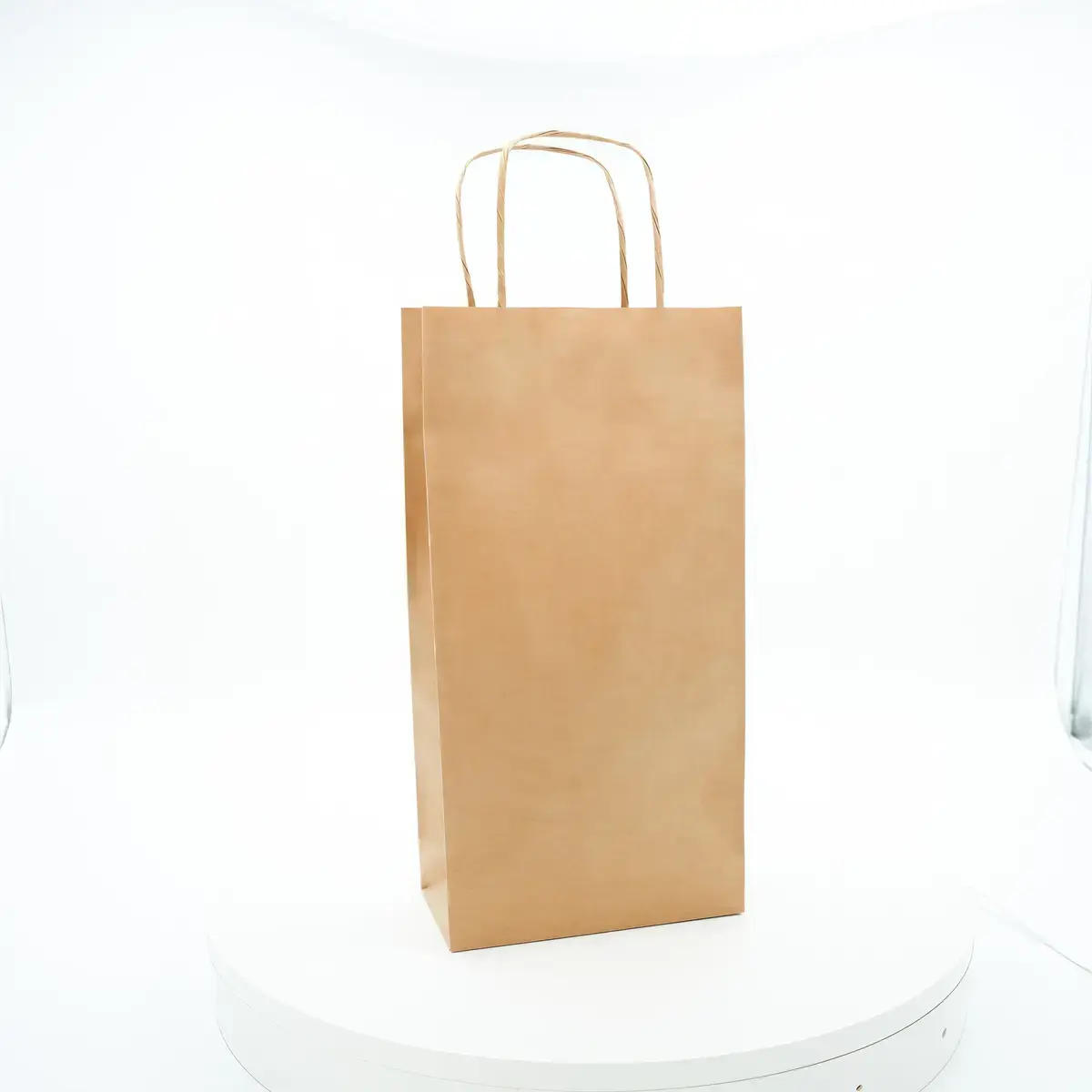 Sac 1 bouteille kraft brun poignées torsadées 14+8x39 cm – Paquet de 50 - Sacs pour bouteilles de vin-2