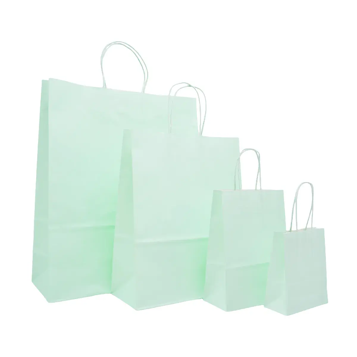 Sac kraft vert pastel à poignées torsadées 12+6x15cm 120g/m² (x50) - Sacs kraft couleur poignées torsadées-4
