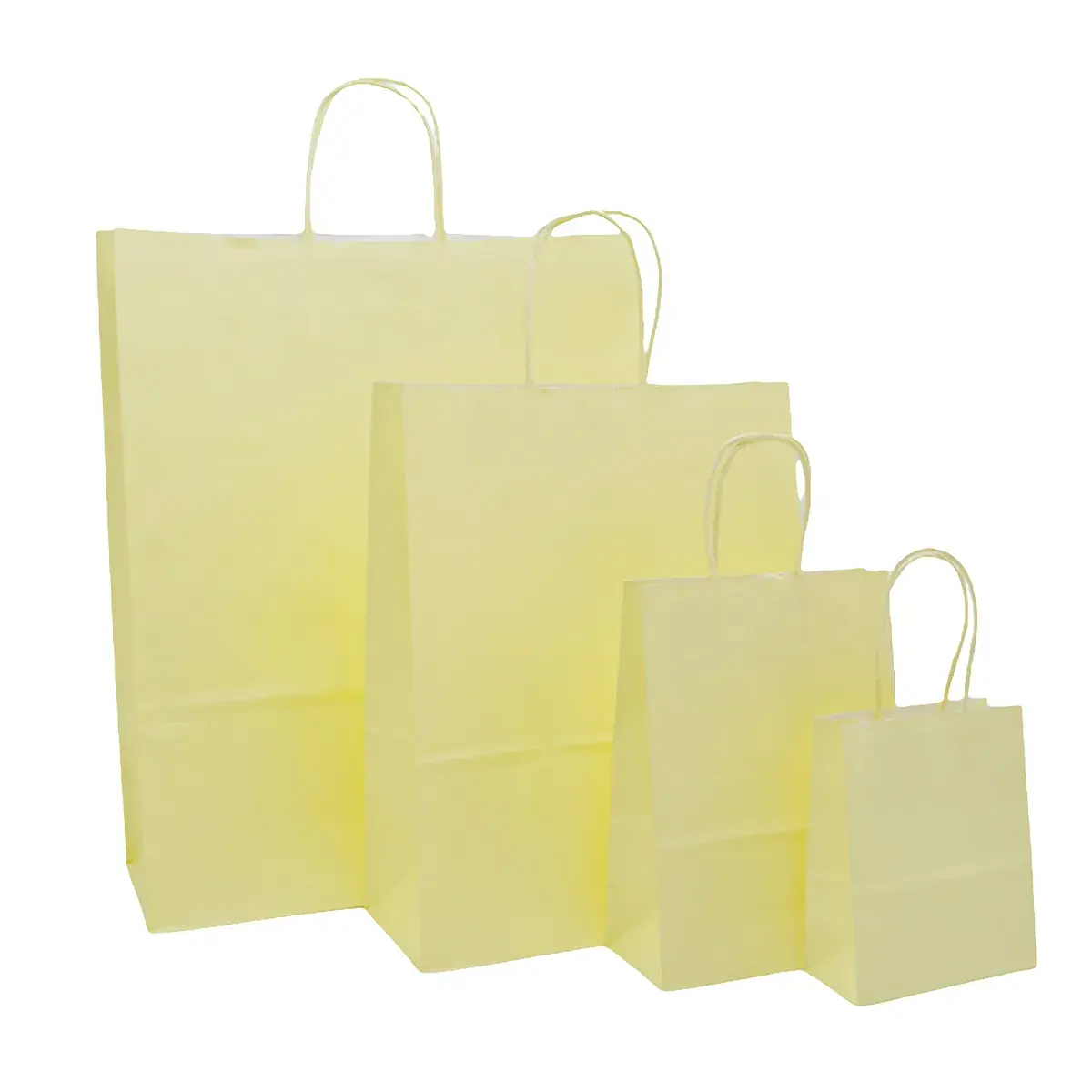 Sac kraft jaune pastel à poignées torsadées 12+6x15cm 120g/m² (x50) - Sacs kraft couleur poignées torsadées-5
