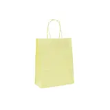 Sacs kraft jaune pastel à poignées torsadées 16+8x22cm 120g/m² (x50)