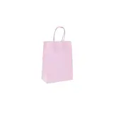 Sacs kraft rose pastel à poignées torsadées 16+8x22cm 120g/m² (x50)