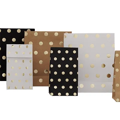 Pochettes cadeaux Pois - noir / or - moyen modèle - Pochettes cadeaux à motifs-2