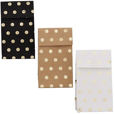 Pochettes cadeaux Pois - blanc / or - petit modèle - Pochettes cadeaux à motifs-3