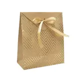 Pochettes cadeaux Chevrons - brun / or - moyen modèle - Pochettes cadeaux luxe