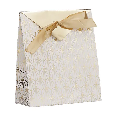 Pochettes cadeaux Art Déco - blanc / or - moyen modèle - Pochettes cadeaux luxe