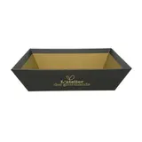 Corbeille carton carrée Épicerie fine 20 x 20 x 5 cm brun / noir, paquet de 10 - L'Atelier des Gourmands