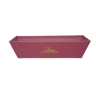 Corbeille carton rectangulaire Épicerie fine 24 x 10 x 6 cm bordeaux, paquet de 10 - Corbeilles carton