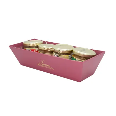 Corbeille carton rectangulaire Épicerie fine 24 x 10 x 6 cm bordeaux, paquet de 10 - Corbeilles carton-2