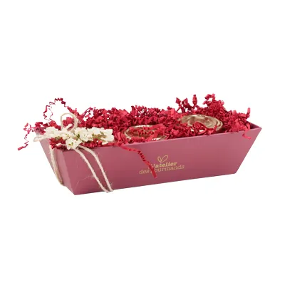 Corbeille carton rectangulaire Épicerie fine 24 x 10 x 6 cm bordeaux, paquet de 10 - Corbeilles carton-4