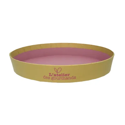 Corbeille carton ronde Épicerie fine ø 20,5 x 3 cm bordeaux, paquet de 10 - Corbeilles carton