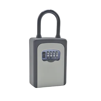 Boîte à clés sécurisée à code 4 chiffres avec anse amovible – Boîte à clefs aluminium noir et gris, fixation murale ou nomade - Boîtes à clés, Cadenas