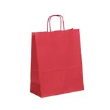 Sac kraft magenta à poignées torsadées 24+12x31cm 90g/m² (x50) - Octobre rose