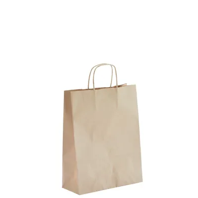 Sac kraft brun poignées torsadées 24 x 10 x 31 cm - Sac papier kraft - Paquet de 50 - Sacs kraft brun poignées torsadées