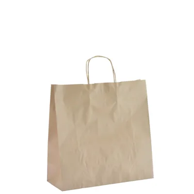 Sac kraft brun poignées torsadées 35 x 14 x 35 cm - Sac papier kraft - Paquet de 50 - Sacs kraft brun poignées torsadées