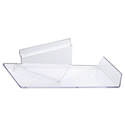 Tablette plexi transparente inclinée à droite pour panneau rainuré avec rebord 25,5 x 10 cm - Support plexi incliné - Porte-chaussures, Supports chaussures