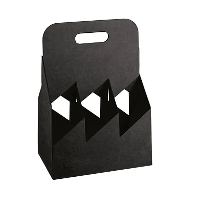Porte-bouteilles carton kraft 6 bières Long Neck 33 cl noir 19,5 + 13 x 29 cm, paquet de 30 - Mètres de bières, Emballages pour bouteilles de bières