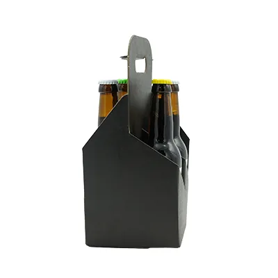 Porte-bouteilles carton 4 bières Long Neck 33 cl noir 13 x 13 x 29 cm - Mètres de bières, Emballages pour bouteilles de bières-3