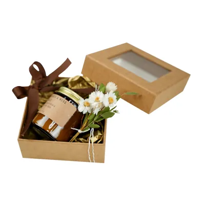 Boîte carrée avec couvercle amovible à fenêtre - 12 x 12 x H 5 cm - Boites cloches-3