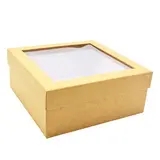 Boîte carrée avec couvercle amovible à fenêtre - 20 x 20 x 8,5 cm - Boîtes cadeaux Noël