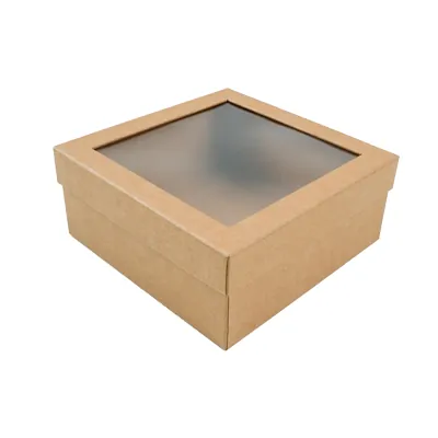 Boîte carrée avec couvercle amovible à fenêtre - 20 x 20 x 8,5 cm - Boites cloches-5