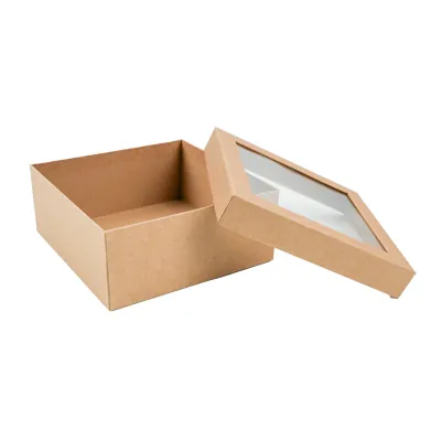 Boîte carrée avec couvercle amovible à fenêtre - 20 x 20 x 8,5 cm - Boites cloches-6