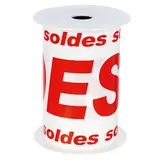 Banderole Soldes 15 cm x 10 m blanc/rouge plastique - Affichage Soldes - Banderoles Soldes et Destockage