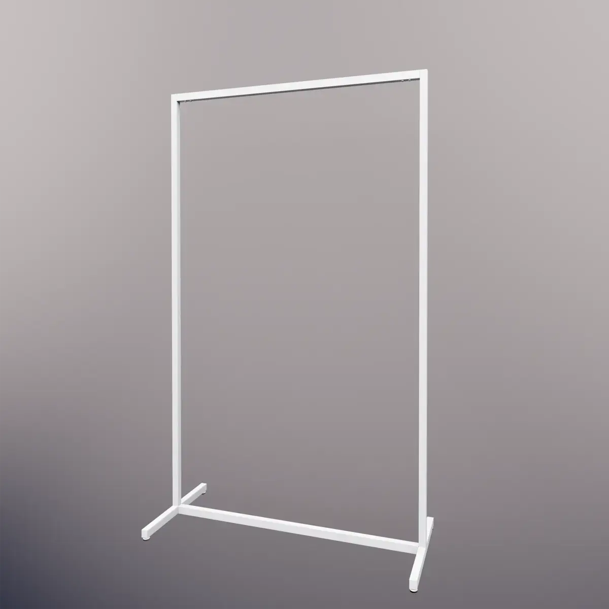Portant vêtement fixe professionnel blanc sur vérin, 65x45x150cm - Ligne Square 25 blanc