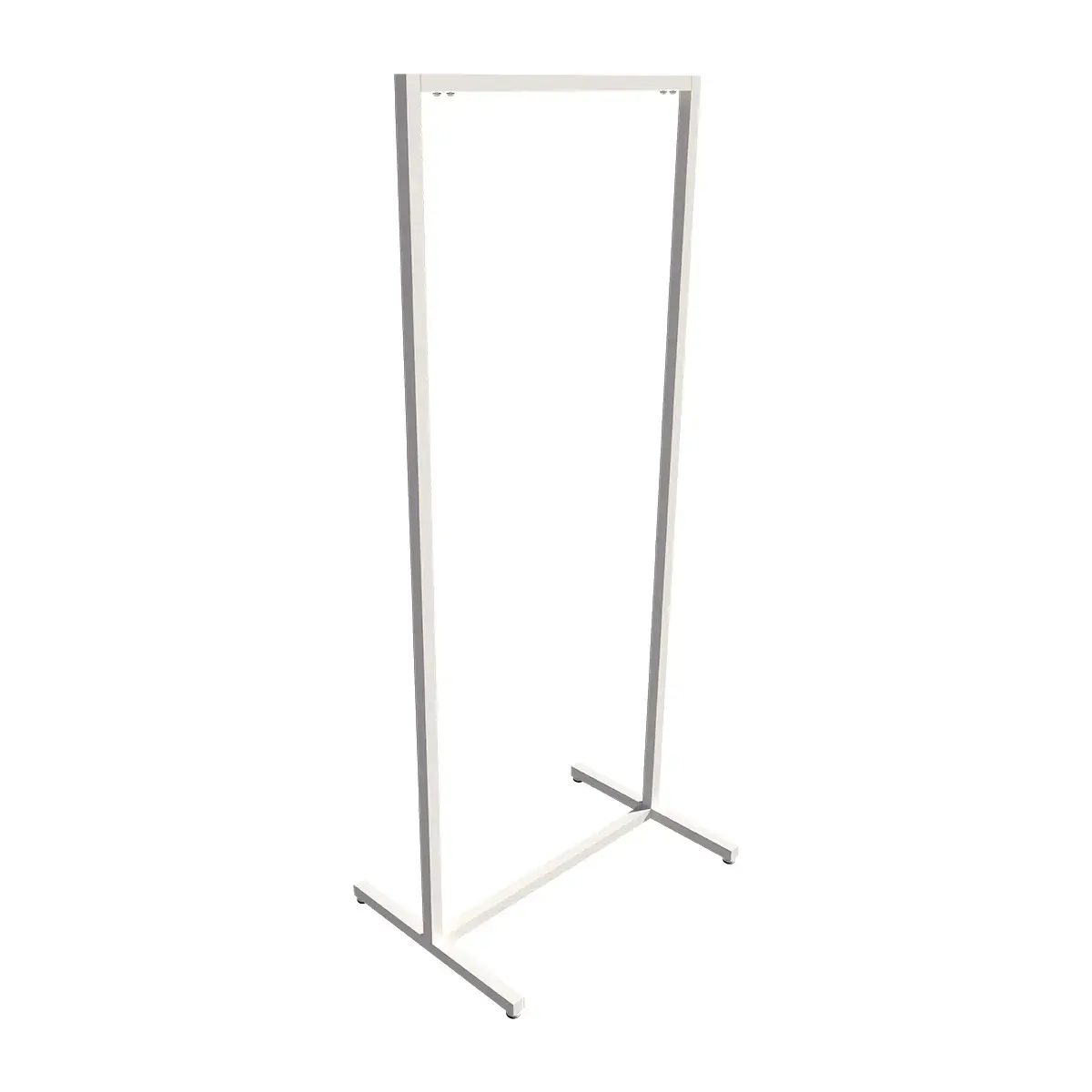 Portant vêtement fixe professionnel blanc sur vérin, 65x45x150cm - Ligne Square 25 blanc-2