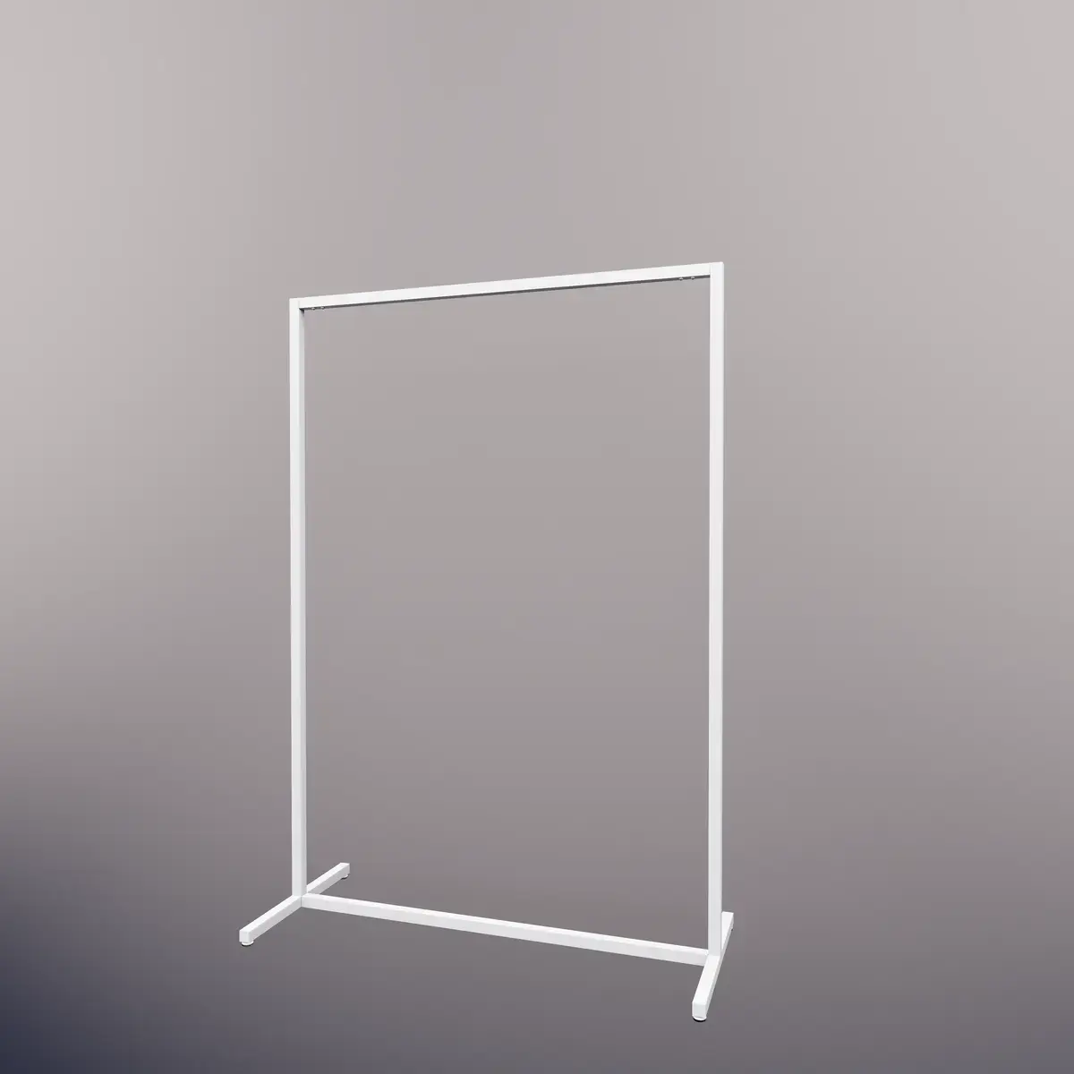 Portant vêtement fixe professionnel blanc sur vérin, 105x45x150cm - Ligne Square 25 blanc