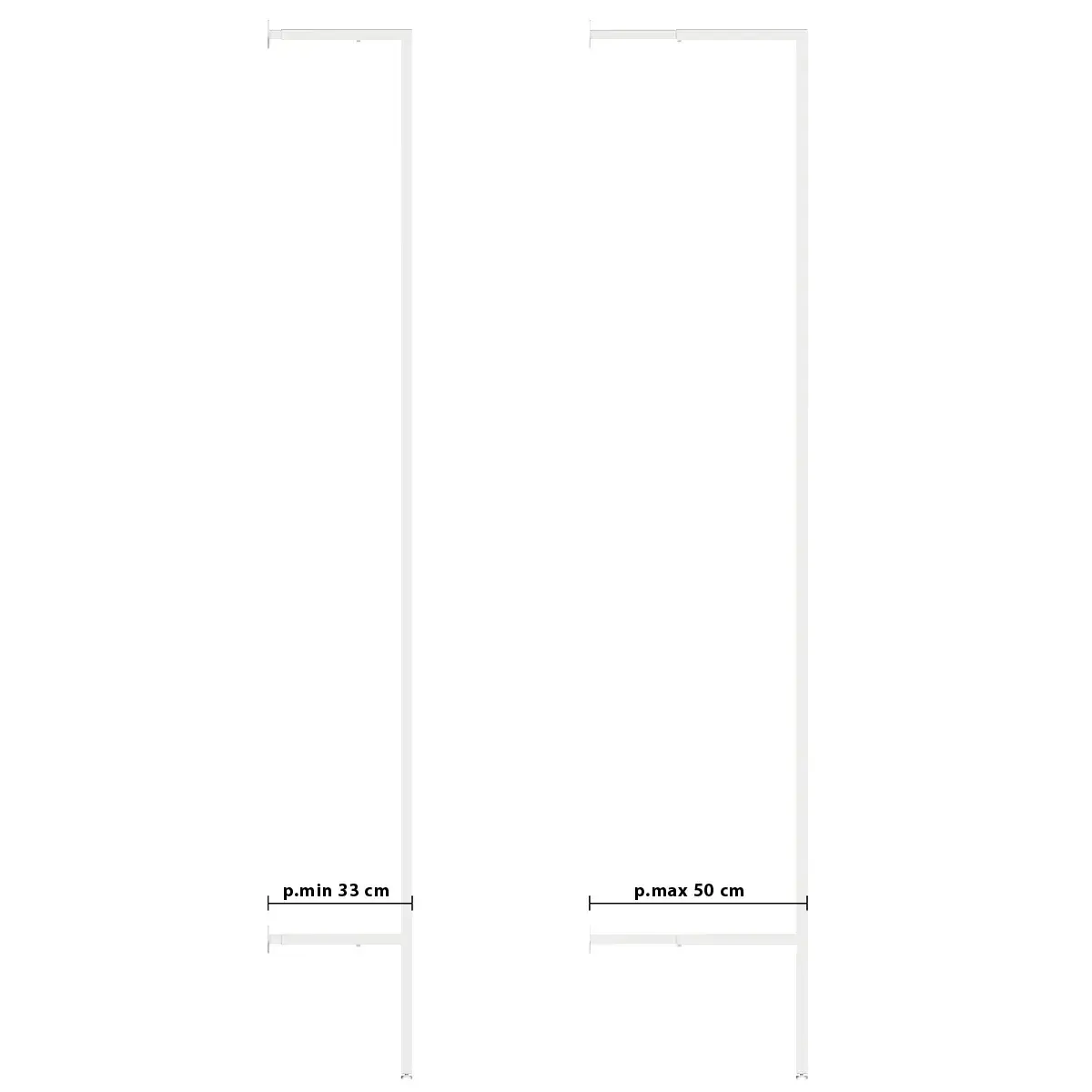 Montant mural déporté double perforation 240cm blanc section 25x25mm - Ligne Square 25 blanc-3